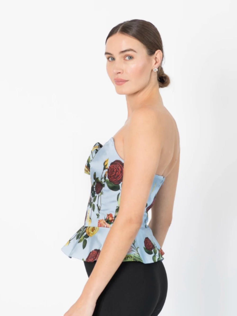 Damaris Bailey XLarge XL  delicias silk floral sweetheart neck corset peplum top